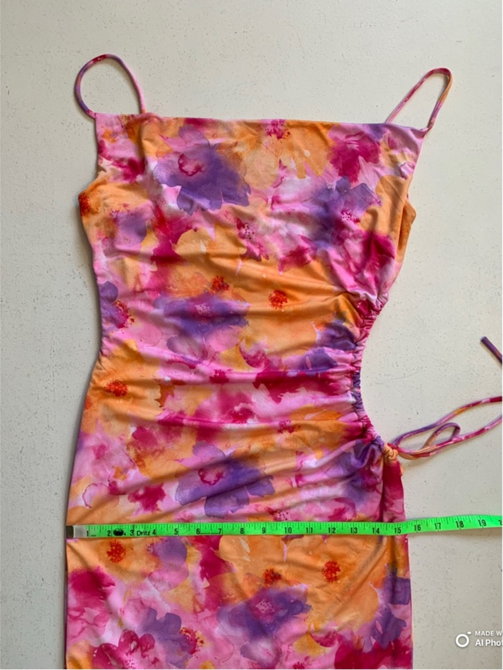 Floral Tie-Dye Cutout Slip Midi Dress - Pink & Purple - Picture 15 of 16